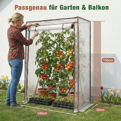 Sekey Gewächshaus Klein mit 2 Abdeckungen – 150×100×50 cm, inkl. Insektennetz für Sommer & Winter