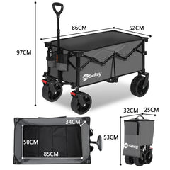 Sekey XXL Bollerwagen Faltbar 150L – Mit Bremsen, 150 kg Tragkraft, Breite All-Terrain-Reifen, Patentierter 4-Wege-Faltmechanismus, Kein Aufbau nötig (Modell 4020)