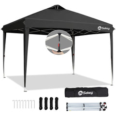 Sekey Pop Up Pavillon 3x3 m Wasserdicht & Winterfest – Faltpavillon mit One-Touch Aufbau, stabiler Gartenpavillon mit Belüftung, UV-Schutz 50+, Partyzelt inkl. Zubehör
