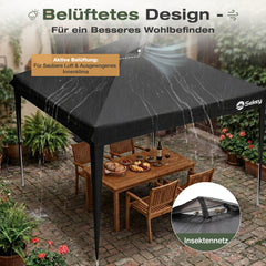 Sekey Pop Up Pavillon 3x3 m Wasserdicht & Winterfest – Faltpavillon mit One-Touch Aufbau, stabiler Gartenpavillon mit Belüftung, UV-Schutz 50+, Partyzelt inkl. Zubehör