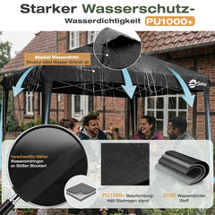 Sekey Pop Up Pavillon 3x3 m Wasserdicht & Winterfest – Faltpavillon mit One-Touch Aufbau, stabiler Gartenpavillon mit Belüftung, UV-Schutz 50+, Partyzelt inkl. Zubehör