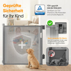 Sekey Ausziehbares Treppenschutzgitter 0–150 cm – TÜV & EN1930 zertifiziert, 97 cm hoch, feste Schraubmontage, Baby- & Haustiergitter für Treppe, Tür & Flur