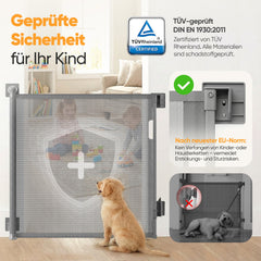 Sekey Ausziehbares Treppenschutzgitter 0–150 cm – TÜV-zertifiziertes Baby- & Haustiergitter, 97 cm hoch, ohne Bohren, für Treppe, Tür & Flur