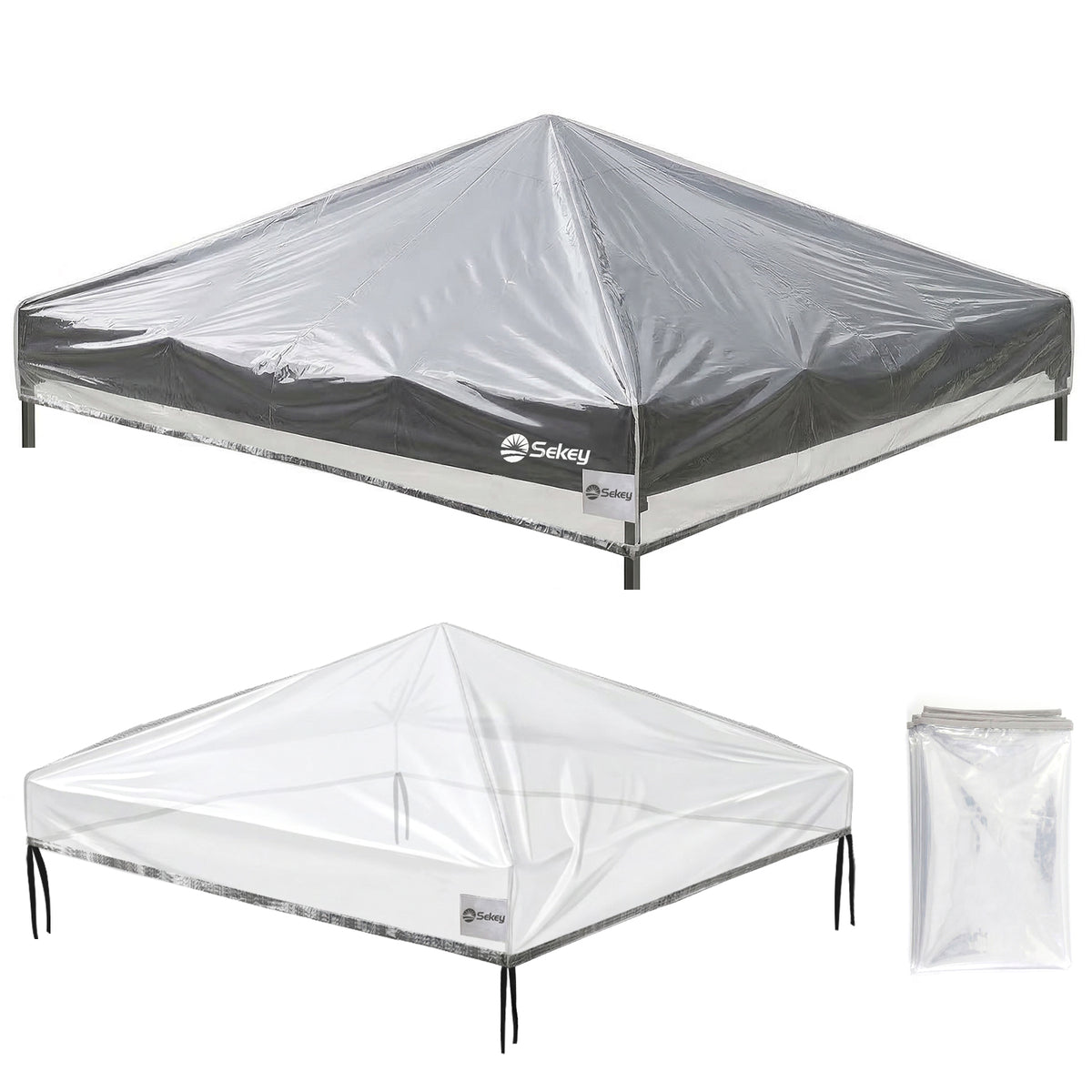 Sekey Pavillon Ersatzdach 3x3 Transparent – Wasserdicht & Winterfest, 270g/m² EVA Dachplane Stabil, Ersatzdach für Pavillon 3x3 für Garten, Terrasse & Outdoor