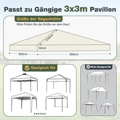 Sekey Faltpavillon 3x3 m mit 4 Seitenteilen & transparentem EVA-Regenschutz – Wasserdichter Gartenpavillon, Pop-Up Partyzelt mit 420D Oxford-Gewebe & UPF 50+