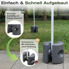 Sekey Pavillon Gewichte 4er Set – bis 64 kg befüllbar mit Wasser & Sand, HDPE wetterfest, Standfüße für Pavillon, Gartenzelt & Partyzelt, einfache Montage