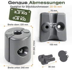Sekey Pavillon Gewichte 4er Set – bis 64 kg befüllbar mit Wasser & Sand, HDPE wetterfest, Standfüße für Pavillon, Gartenzelt & Partyzelt, einfache Montage