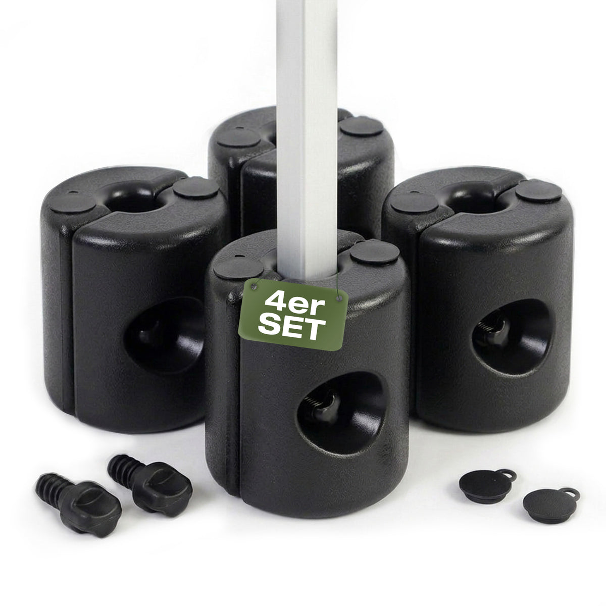 Sekey Pavillon Gewichte 4er Set – bis 64 kg befüllbar mit Wasser & Sand, HDPE wetterfest, Standfüße für Pavillon, Gartenzelt & Partyzelt, einfache Montage