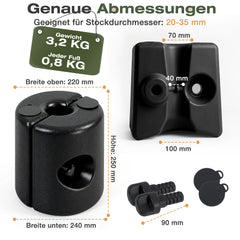 Sekey Pavillon Gewichte 4er Set – bis 64 kg befüllbar mit Wasser & Sand, HDPE wetterfest, Standfüße für Pavillon, Gartenzelt & Partyzelt, einfache Montage