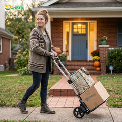 Sekey Alu Sackkarre Klappbar 80 kg Tragkraft – ultraleichte Transportkarre (3,5 kg), 3-fach höhenverstellbar, in 1 Sekunde faltbar, mit TPR-Rädern & ergonomischem Griff, schwarz