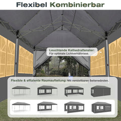 Sekey 3x6m One-Touch Pop-Up Pavillon mit Seitenwänden – Wasserdicht & Windfest, Faltpavillon mit 4 Sandsäcken, Höhenverstellbar, Schnellaufbau für Garten, Camping & Events