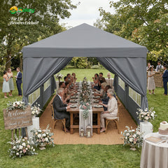 Sekey 3x6m One-Touch Pop-Up Pavillon mit Seitenwänden – Wasserdicht & Windfest, Faltpavillon mit 4 Sandsäcken, Höhenverstellbar, Schnellaufbau für Garten, Camping & Events