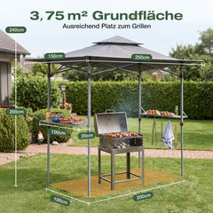 Sekey Grillpavillon Faltbar 250 x 150 cm – Wetterfest & Winterfest, Pop-Up Grillüberdachung mit UV-Schutz 50+, Tragbarer BBQ Pavillon für Garten, Terrasse & Camping