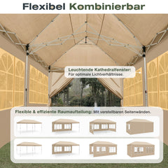 Sekey 3x6m One-Touch Pop-Up Pavillon mit Seitenwänden – Wasserdicht & Windfest, Faltpavillon mit 4 Sandsäcken, Höhenverstellbar, Schnellaufbau für Garten, Camping & Events