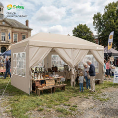Sekey 3x6m One-Touch Pop-Up Pavillon mit Seitenwänden – Wasserdicht & Windfest, Faltpavillon mit 4 Sandsäcken, Höhenverstellbar, Schnellaufbau für Garten, Camping & Events