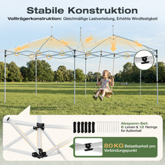Sekey 3x6m Faltpavillon mit Seitenwand – Pop-Up Pavillon Wasserdicht (PU1000+) & UV50+, Stabil & Winterfest, Gartenpavillon mit hoher Spitze für Party, Camping & Events