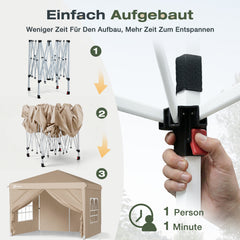 Sekey 2x2m Pop-Up Pavillon mit Seitenwänden – Wasserdicht, Windfest & Winterfest, Faltpavillon Höhenverstellbar, Partyzelt für Garten, Camping & Events