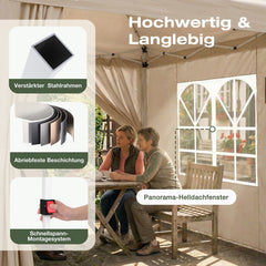 Sekey 2x2m Pop-Up Pavillon mit Seitenwänden – Wasserdicht, Windfest & Winterfest, Faltpavillon Höhenverstellbar, Partyzelt für Garten, Camping & Events