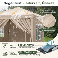 Sekey 2x2m Pop-Up Pavillon mit Seitenwänden – Wasserdicht, Windfest & Winterfest, Faltpavillon Höhenverstellbar, Partyzelt für Garten, Camping & Events