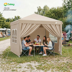 Sekey 2x2m Pop-Up Pavillon mit Seitenwänden – Wasserdicht, Windfest & Winterfest, Faltpavillon Höhenverstellbar, Partyzelt für Garten, Camping & Events