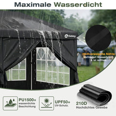 Sekey 3x6m One-Touch Pop-Up Pavillon mit Seitenwänden – Wasserdicht & Windfest, Faltpavillon mit 4 Sandsäcken, Höhenverstellbar, Schnellaufbau für Garten, Camping & Events