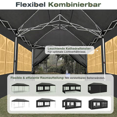 Sekey 3x6m One-Touch Pop-Up Pavillon mit Seitenwänden – Wasserdicht & Windfest, Faltpavillon mit 4 Sandsäcken, Höhenverstellbar, Schnellaufbau für Garten, Camping & Events