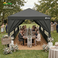 Sekey 3x6m One-Touch Pop-Up Pavillon mit Seitenwänden – Wasserdicht & Windfest, Faltpavillon mit 4 Sandsäcken, Höhenverstellbar, Schnellaufbau für Garten, Camping & Events