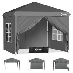 Sekey 2x2m Pop-Up Pavillon mit Seitenwänden – Wasserdicht, Windfest & Winterfest, Faltpavillon Höhenverstellbar, Partyzelt für Garten, Camping & Events