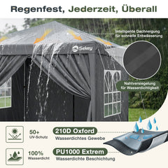 Sekey 2x2m Pop-Up Pavillon mit Seitenwänden – Wasserdicht, Windfest & Winterfest, Faltpavillon Höhenverstellbar, Partyzelt für Garten, Camping & Events