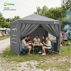 Sekey 2x2m Pop-Up Pavillon mit Seitenwänden – Wasserdicht, Windfest & Winterfest, Faltpavillon Höhenverstellbar, Partyzelt für Garten, Camping & Events