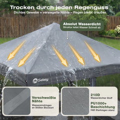Sekey Pop Up Pavillon 3x3 m mit Moskitonetz & 4 Seitenwänden – Wasserdicht, Winterfest, Höhenverstellbarer Faltpavillon mit 4 Sandsäcken, UV-Schutz 50+, Garten- & Campingzelt