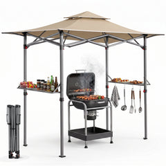Sekey Grillpavillon Faltbar 250 x 150 cm – Wetterfest & Winterfest, Pop-Up Grillüberdachung mit UV-Schutz 50+, Tragbarer BBQ Pavillon für Garten, Terrasse & Camping