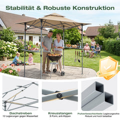 Sekey Grillpavillon Faltbar 250 x 150 cm – Wetterfest & Winterfest, Pop-Up Grillüberdachung mit UV-Schutz 50+, Tragbarer BBQ Pavillon für Garten, Terrasse & Camping