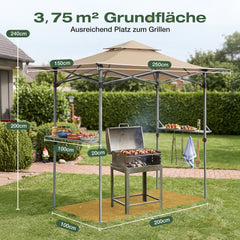 Sekey Grillpavillon Faltbar 250 x 150 cm – Wetterfest & Winterfest, Pop-Up Grillüberdachung mit UV-Schutz 50+, Tragbarer BBQ Pavillon für Garten, Terrasse & Camping