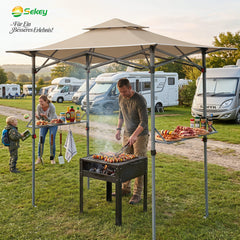 Sekey Grillpavillon Faltbar 250 x 150 cm – Wetterfest & Winterfest, Pop-Up Grillüberdachung mit UV-Schutz 50+, Tragbarer BBQ Pavillon für Garten, Terrasse & Camping