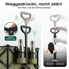 Sekey Bollerwagen faltbar bis 150 kg, 160–240 L Handwagen mit erweiterbarer Heckklappe, faltbarer Transportwagen mit 360° Rädern & Bremse, 600D Oxford-Stoff, für Garten, Camping & Hund, 3027