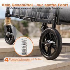 Sekey Bollerwagen für 2–4 Kinder – Faltbarer Kinderwagen mit Dach, 4 Sitze mit 5-Punkt-Gurtsystem, Duo-Schiebegriff, großer Stauraum & All-Terrain Räder (Modell SS7070)