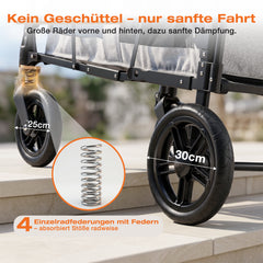 Sekey Bollerwagen für 2–4 Kinder – Faltbarer Kinderwagen mit Dach, 4 Sitze mit 5-Punkt-Gurtsystem, Duo-Schiebegriff, großer Stauraum & All-Terrain Räder (Modell SS7070)