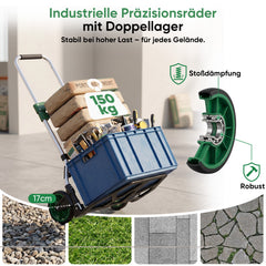 Sekey klappbare Sackkarre 150 kg – Schwerlast Transportkarre aus 1,5 mm verstärktem Aluminium, XL Ladefläche 49×35 cm, Profi Alukarre mit 17 cm Rädern & Teleskopgriff bis 107 cm