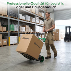 Sekey klappbare Sackkarre 150 kg – Schwerlast Transportkarre aus 1,5 mm verstärktem Aluminium, XL Ladefläche 49×35 cm, Profi Alukarre mit 17 cm Rädern & Teleskopgriff bis 107 cm