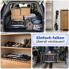 Sekey 2-in-1 Sackkarre & Plattformwagen klappbar – Aluminium Transportkarre bis 150 kg, faltbarer Transportwagen mit Bremse, TPR-Doppellagerrädern und höhenverstellbarem Griff