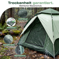 Sekey 2-Personen Kuppelzelt mit Hydraulik Pop-up System – Campingzelt wasserdicht PU3000+, UV50+ Sonnenschutz, 2-in-1 Strand- & Outdoor-Zelt mit Tragetasche