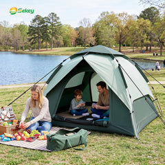Sekey 2-Personen Kuppelzelt mit Hydraulik Pop-up System – Campingzelt wasserdicht PU3000+, UV50+ Sonnenschutz, 2-in-1 Strand- & Outdoor-Zelt mit Tragetasche