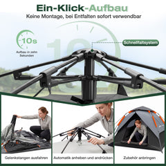 Sekey 2-Personen Kuppelzelt mit Hydraulik Pop-up System – Campingzelt wasserdicht PU3000+, UV50+ Schutz, 2-in-1 Strand- & Outdoor-Zelt, leicht & schnell aufgebaut