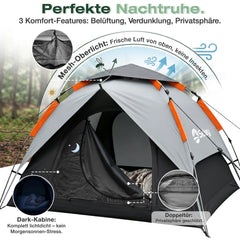 Sekey 2-Personen Kuppelzelt mit Hydraulik Pop-up System – Campingzelt wasserdicht PU3000+, UV50+ Schutz, 2-in-1 Strand- & Outdoor-Zelt, leicht & schnell aufgebaut