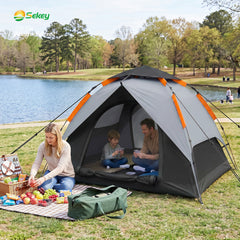 Sekey 2-Personen Kuppelzelt mit Hydraulik Pop-up System – Campingzelt wasserdicht PU3000+, UV50+ Schutz, 2-in-1 Strand- & Outdoor-Zelt, leicht & schnell aufgebaut