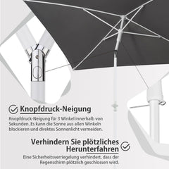 Sekey 180 x 125 cm Balkonschirm Rechteckig mit Schutzhülle, Sonnenschutz UV50+