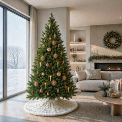 Salcar Weihnachtsbaumdecke Rund Weiß mit weißen Schleifen – Plüsch Weihnachtsbaumrock aus Kunstfell
