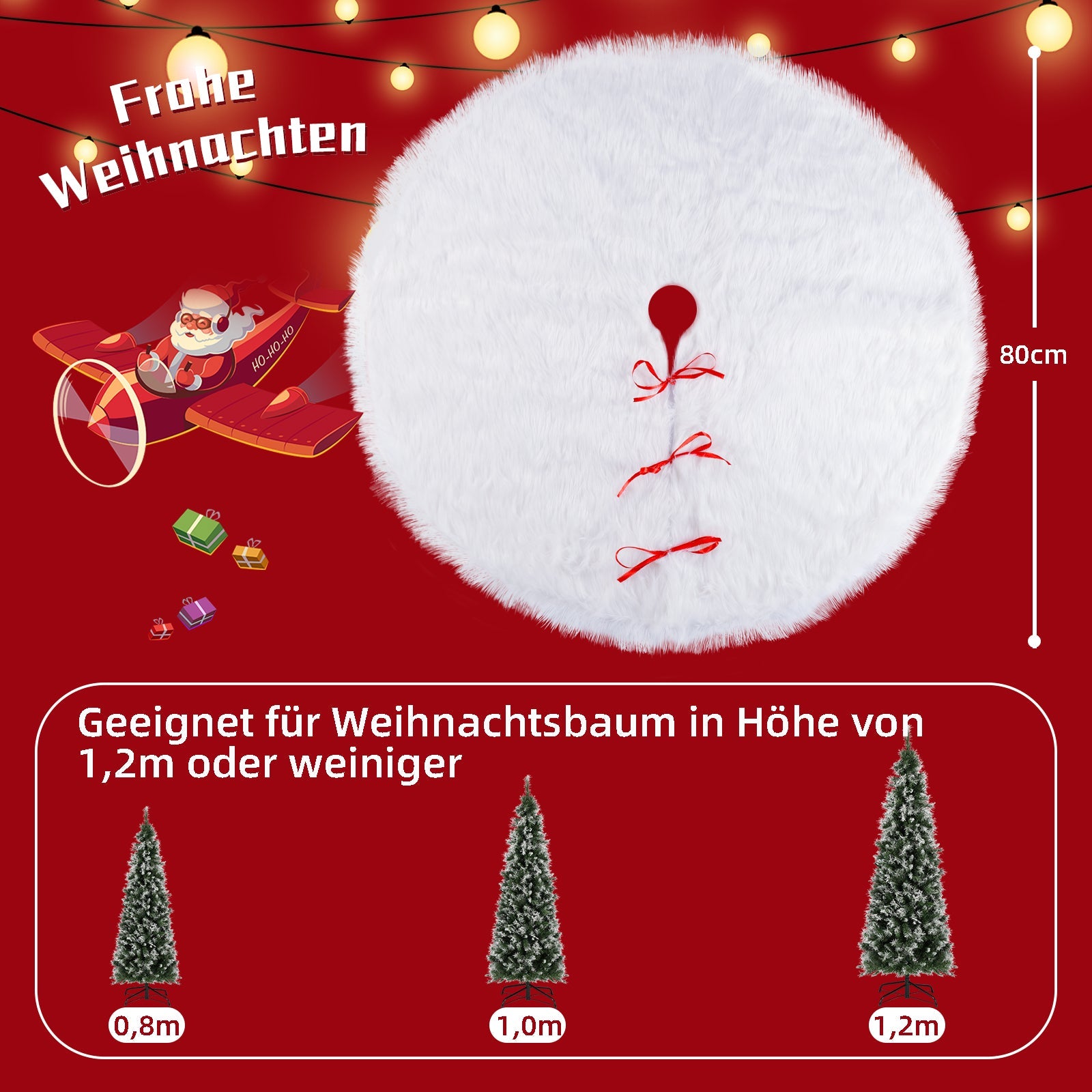 Salcar Weihnachtsbaumdecke Weiß – Runde Plüsch Christbaumdecke aus Kunstfell, Deko für Weihnachtsbaum, Party & Hochzeit Salcar
