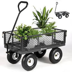 Sekey 100L / 300KG Gartenwagen mit abnehmbaren Seitenteilen und Gummiluftreifen Sekey